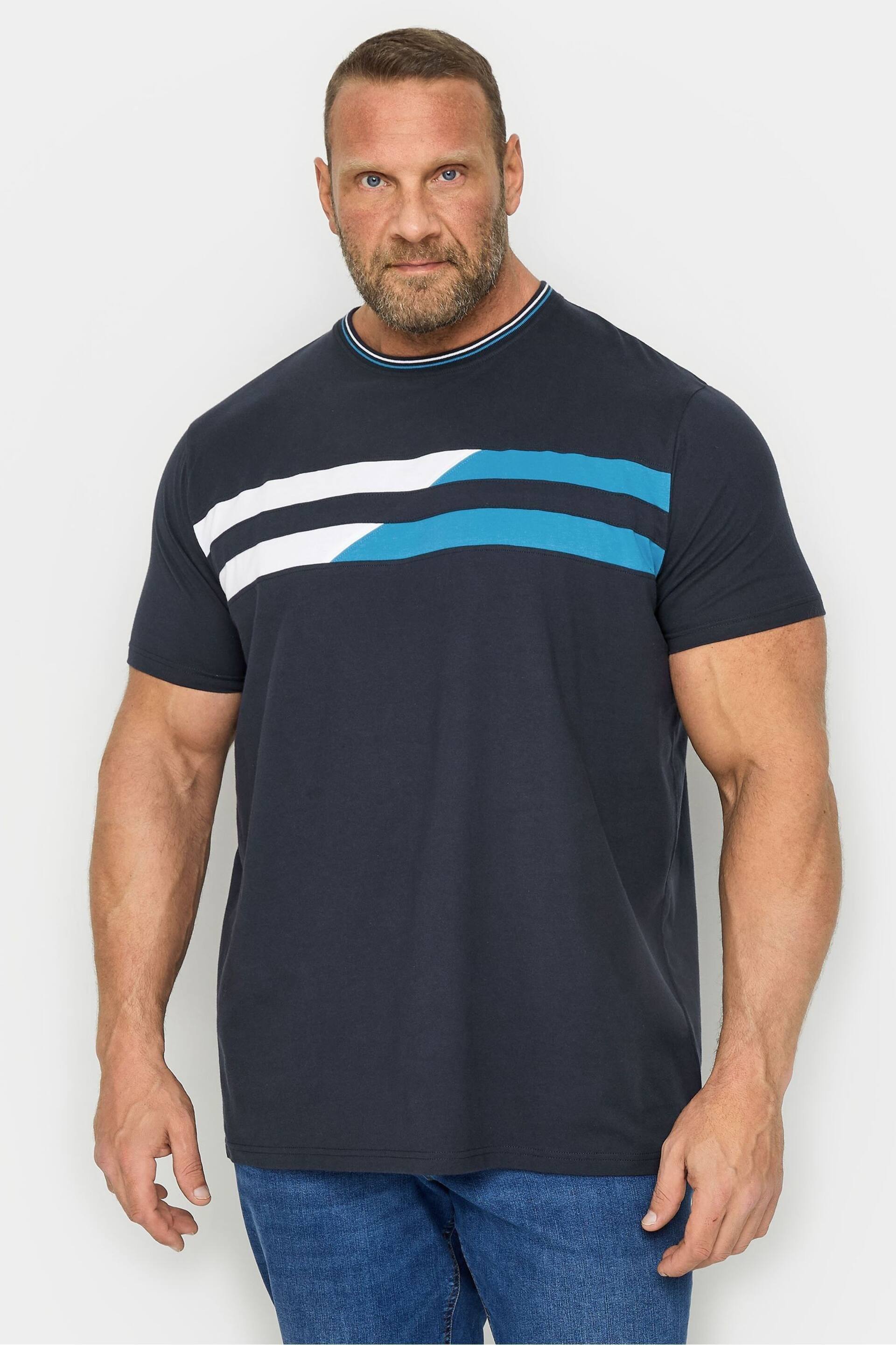 BadRhino Big & Tall Blue Chest Stripe T-Shirt - Image 1 of 3