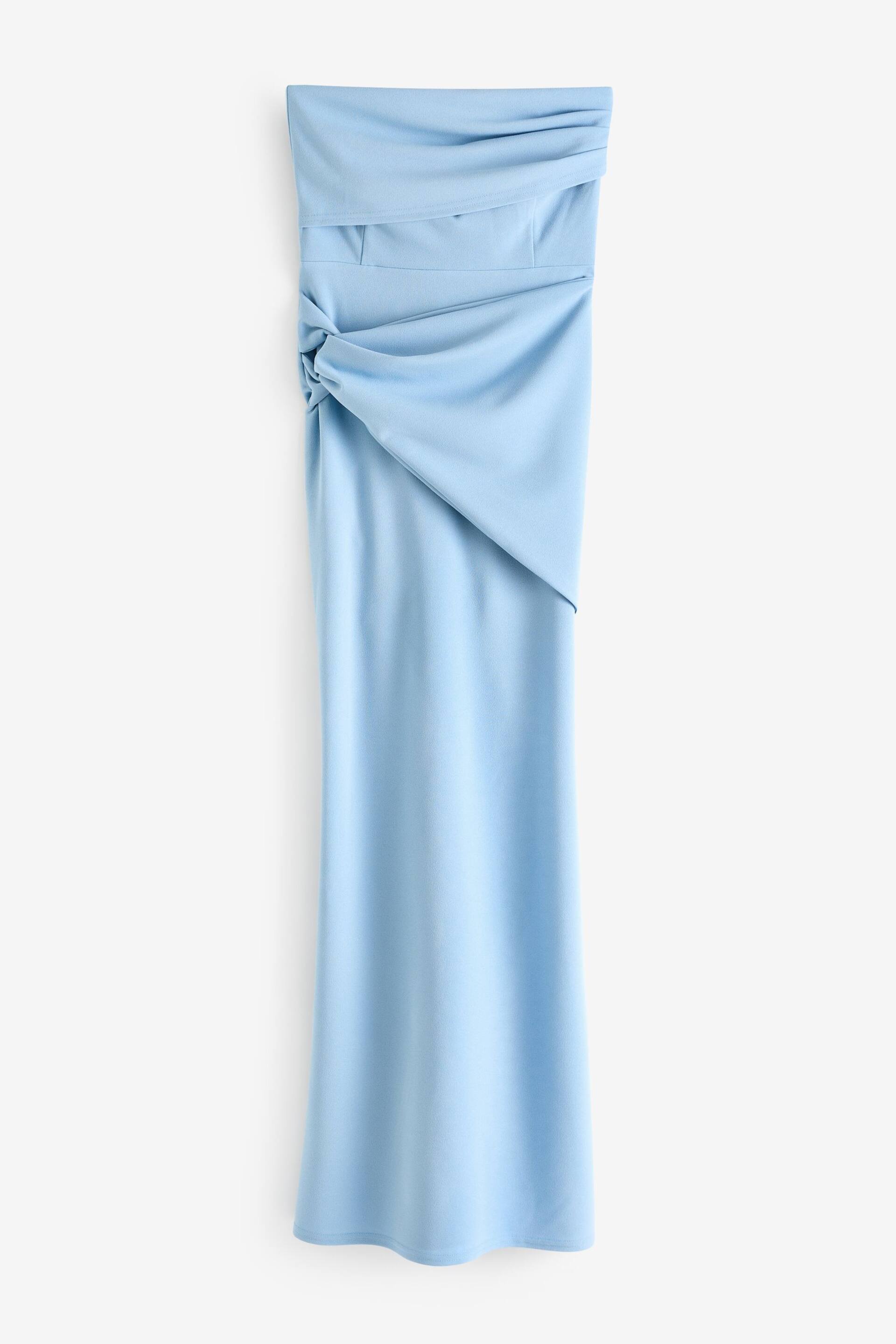 Sistaglam Blue Bandeau Strapless Maxi Dress with Overlay and Knot Detail - Image 5 of 5