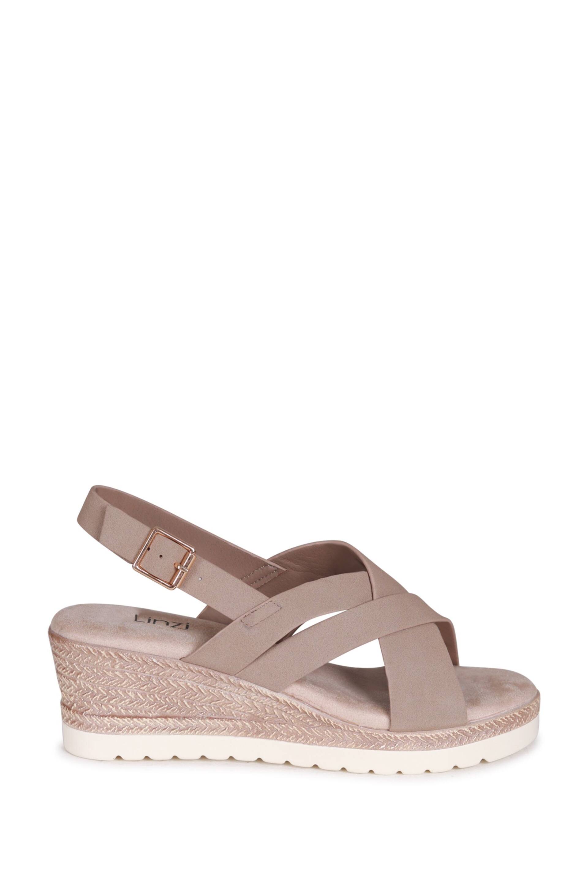 Linzi Natural Myla Sling Back Wedge Espadrille Sandals With Cross Over Front Strap - Image 2 of 4