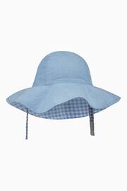 MORI Organic Cotton & Bamboo Reversible Blue Gingham Sun Hat - Image 1 of 2