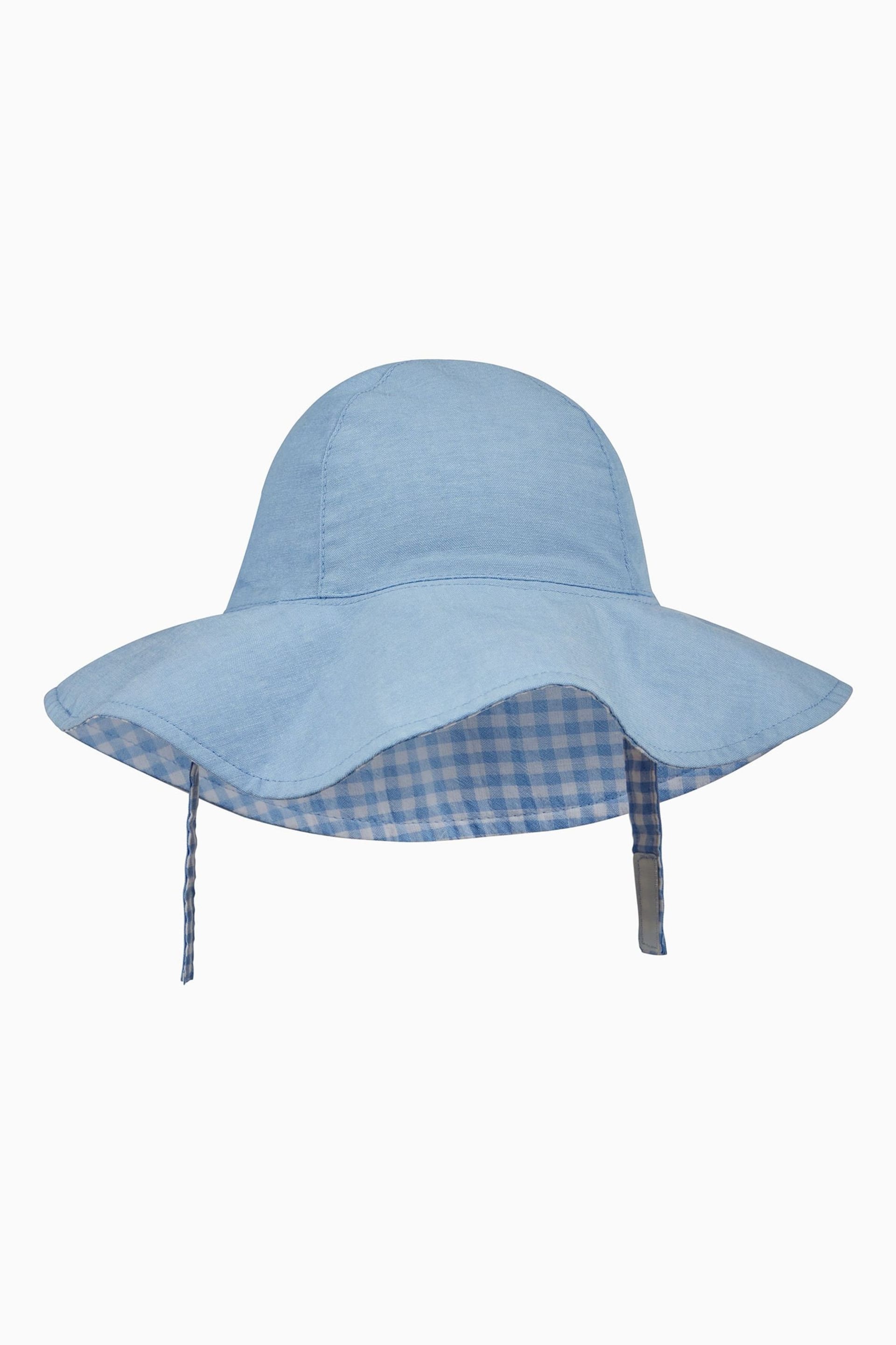 MORI Organic Cotton & Bamboo Reversible Blue Gingham Sun Hat - Image 1 of 2