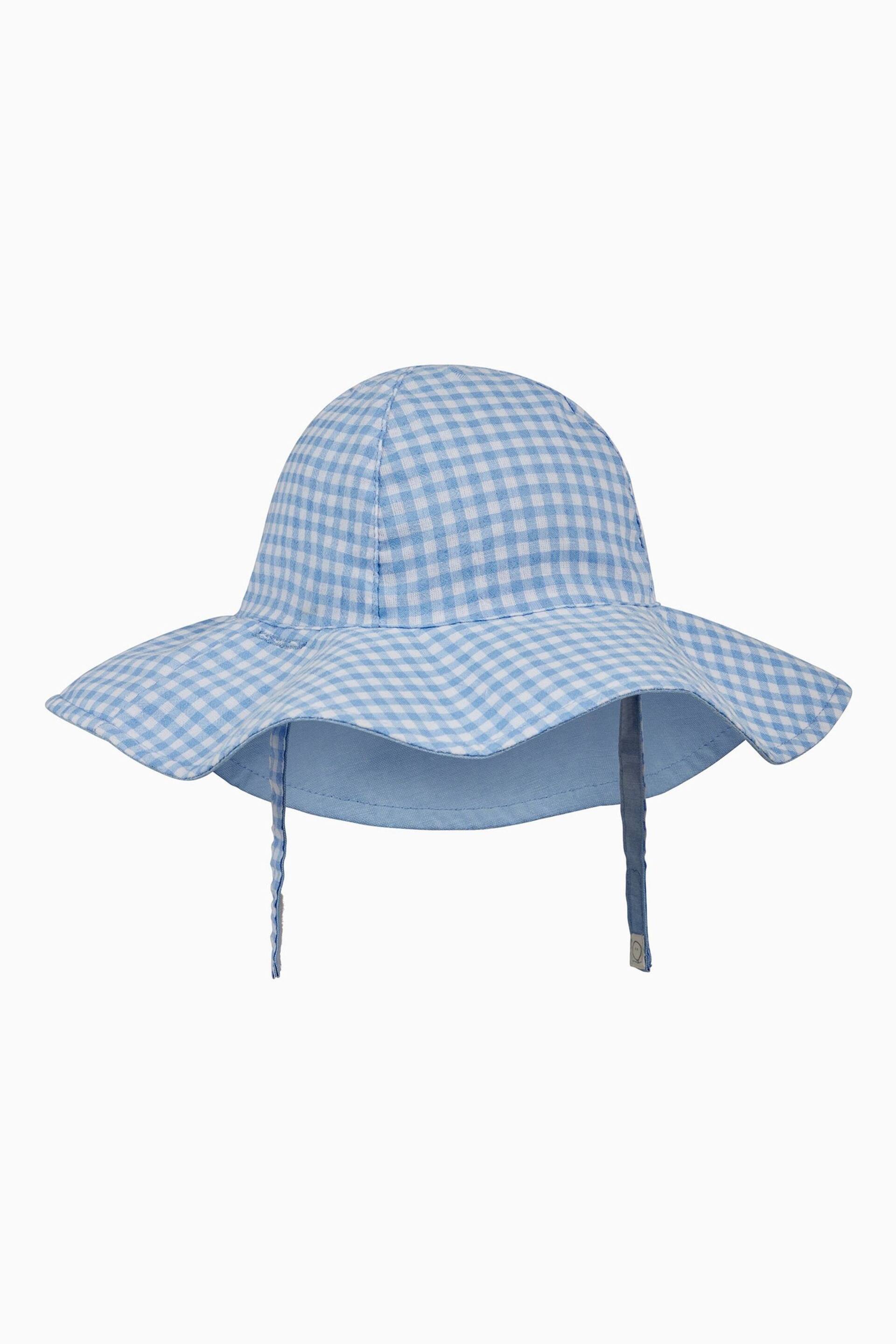 MORI Organic Cotton & Bamboo Reversible Blue Gingham Sun Hat - Image 2 of 2