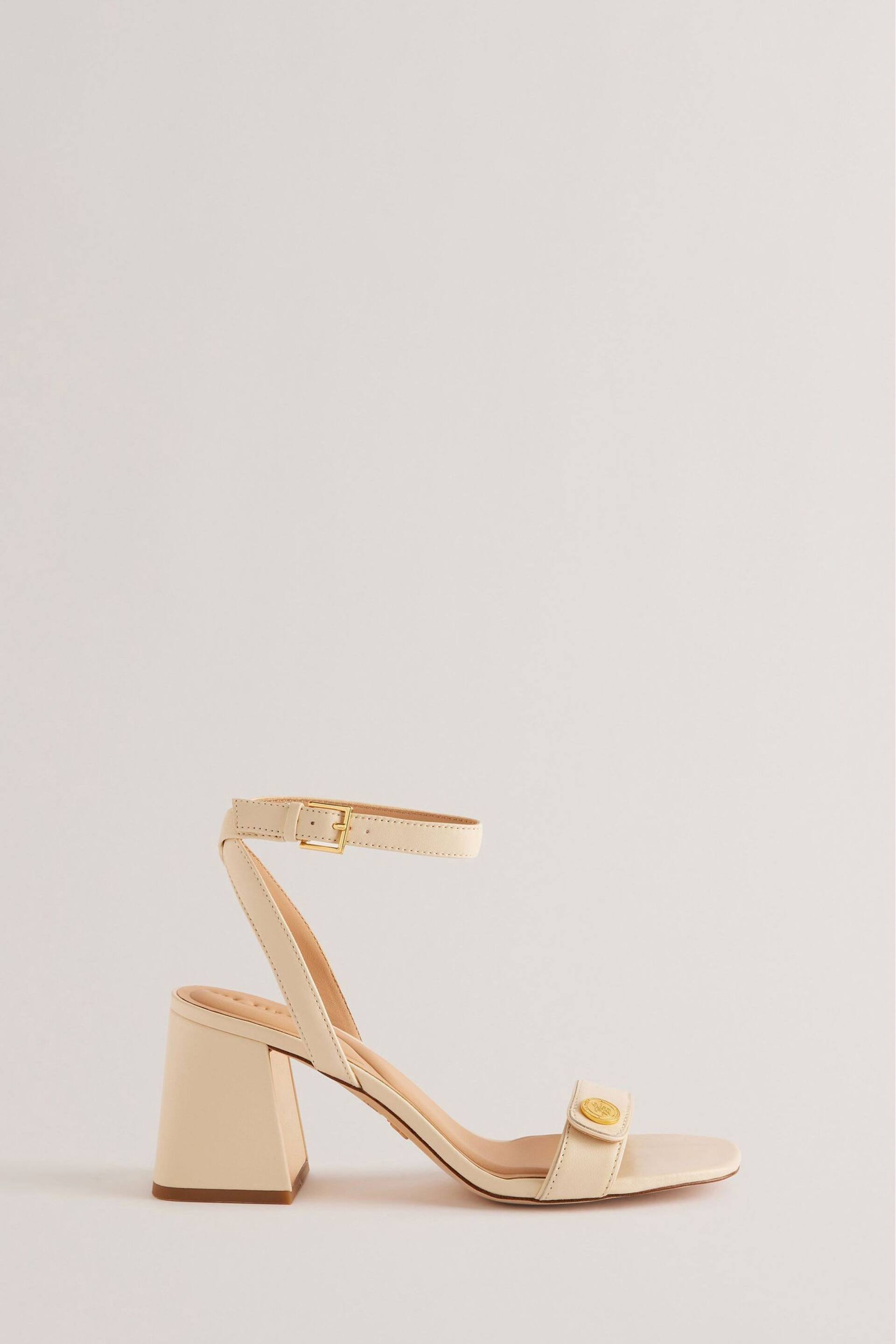 Ted Baker Cream Milliiy Mid Block Heel Sandals With Signature Coin - Image 1 of 5
