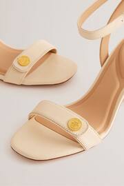 Ted Baker Cream Milliiy Mid Block Heel Sandals With Signature Coin - Image 3 of 5