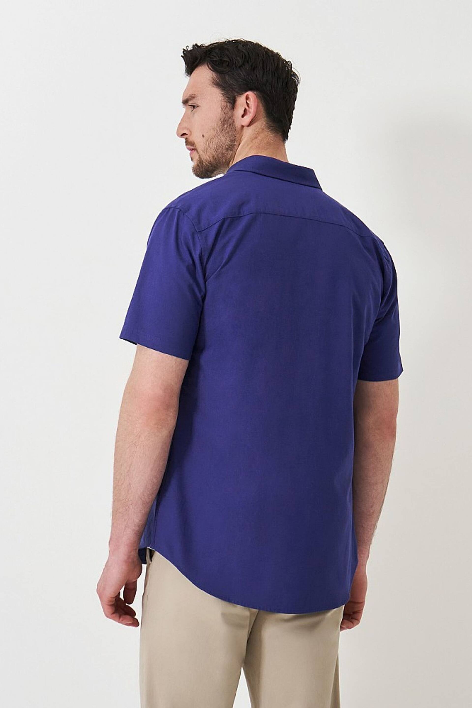 Crew Clothing Company Dark Blue Plain Cotton Classic Shirt - Image 2 of 4