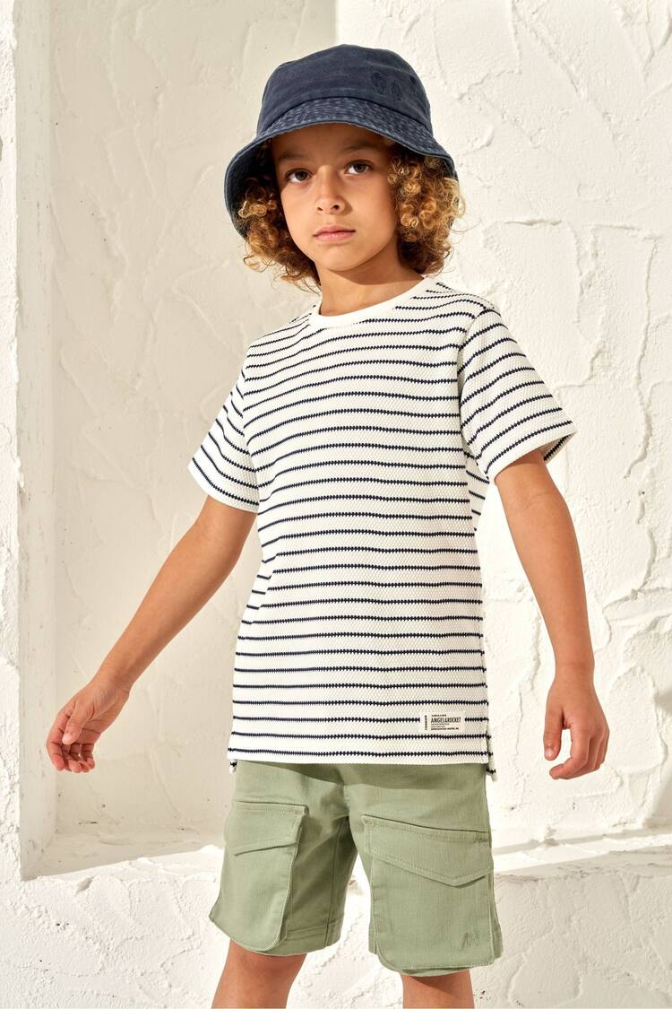 Angel & Rocket Natural James Textured Stripe T-Shirt - Image 1 of 7