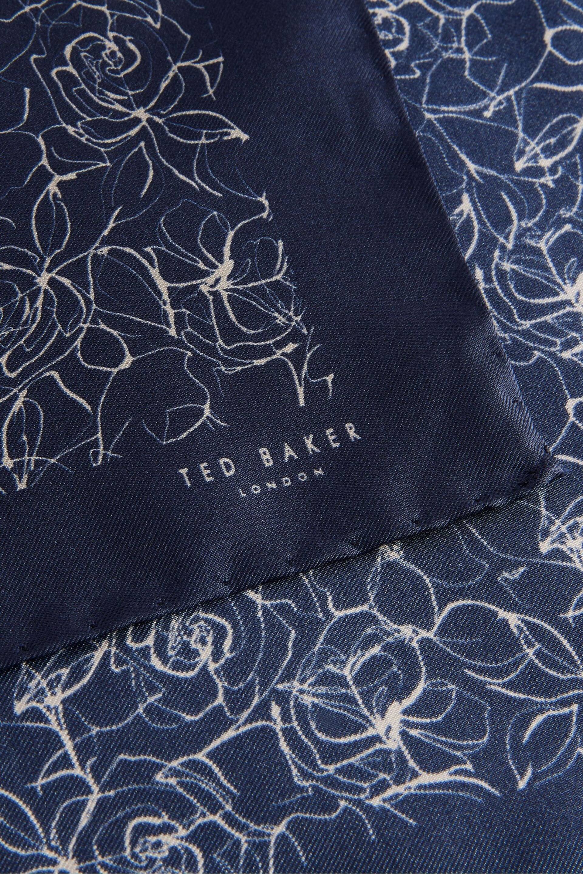 Ted Baker Blue Cavp Line Floral Silk Pocket Square Tie - Image 2 of 2