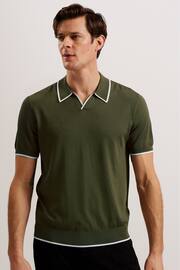 Ted Baker Green Stortfo Short Sleeve Rayon Open Neck Polo Shirt - Image 4 of 6