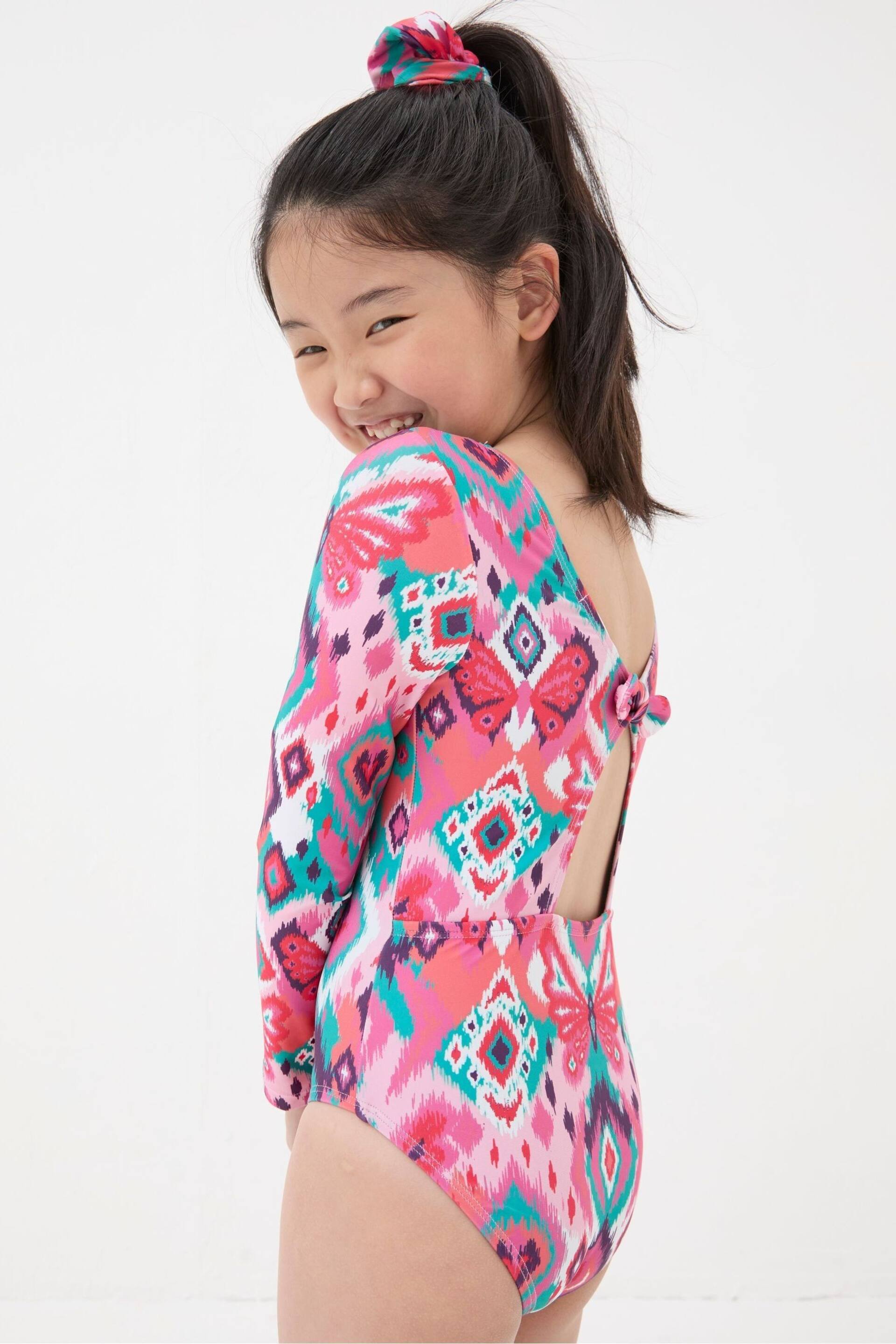 FatFace Pink Butterfly Long Sleeve Swimsuit - Image 2 of 5