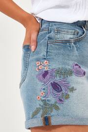 Joe Browns Blue Embroidered Denim Shorts - Image 4 of 5