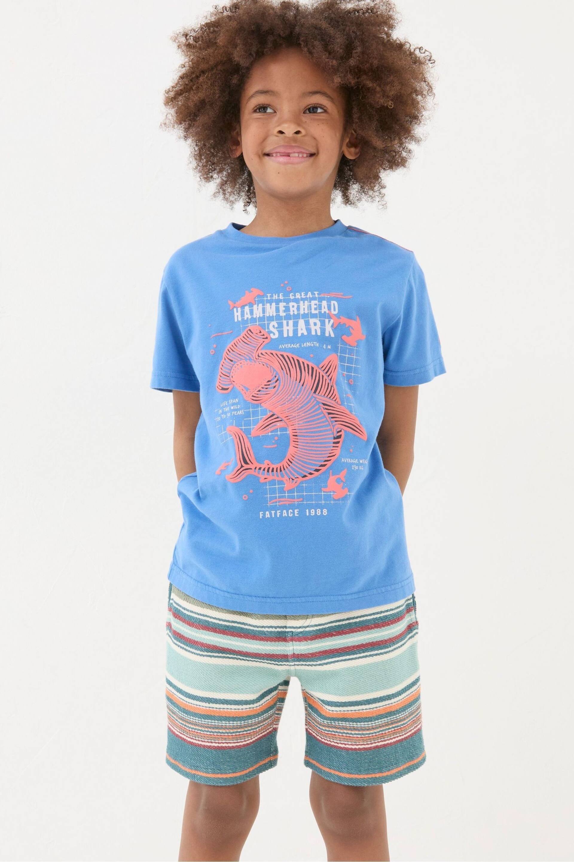 FatFace Blue Hammerhead Shark T-Shirt - Image 1 of 4