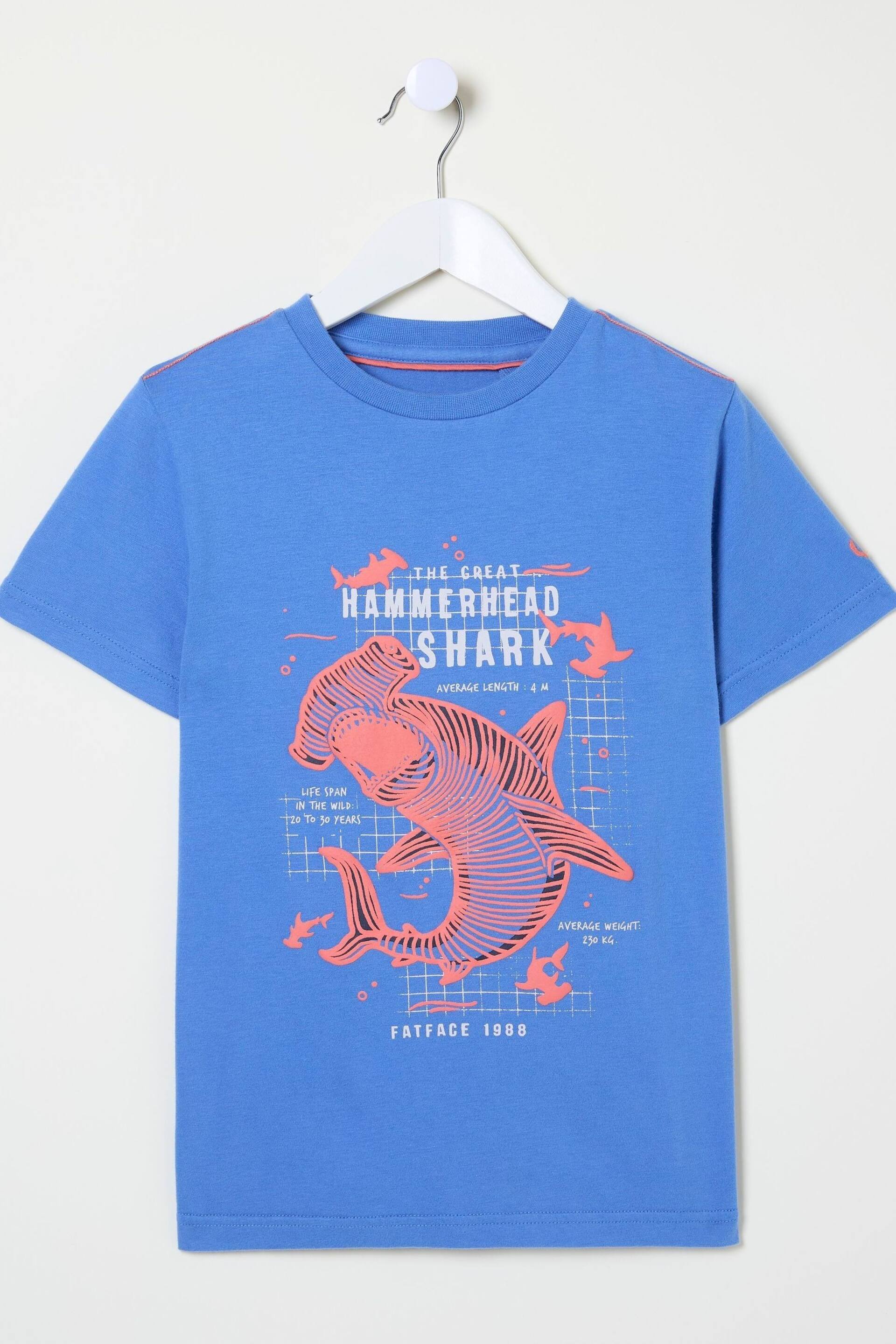 FatFace Blue Hammerhead Shark T-Shirt - Image 4 of 4