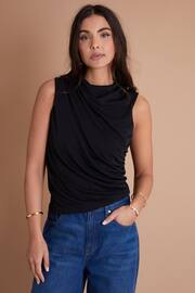 Another Sunday Jersey Cowl Sleeveless Black Top - Image 1 of 3