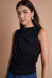 Another Sunday Jersey Cowl Sleeveless Black Top - Image 2 of 3