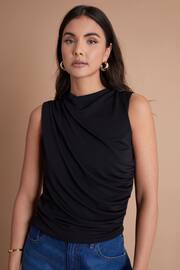 Another Sunday Jersey Cowl Sleeveless Black Top - Image 3 of 3
