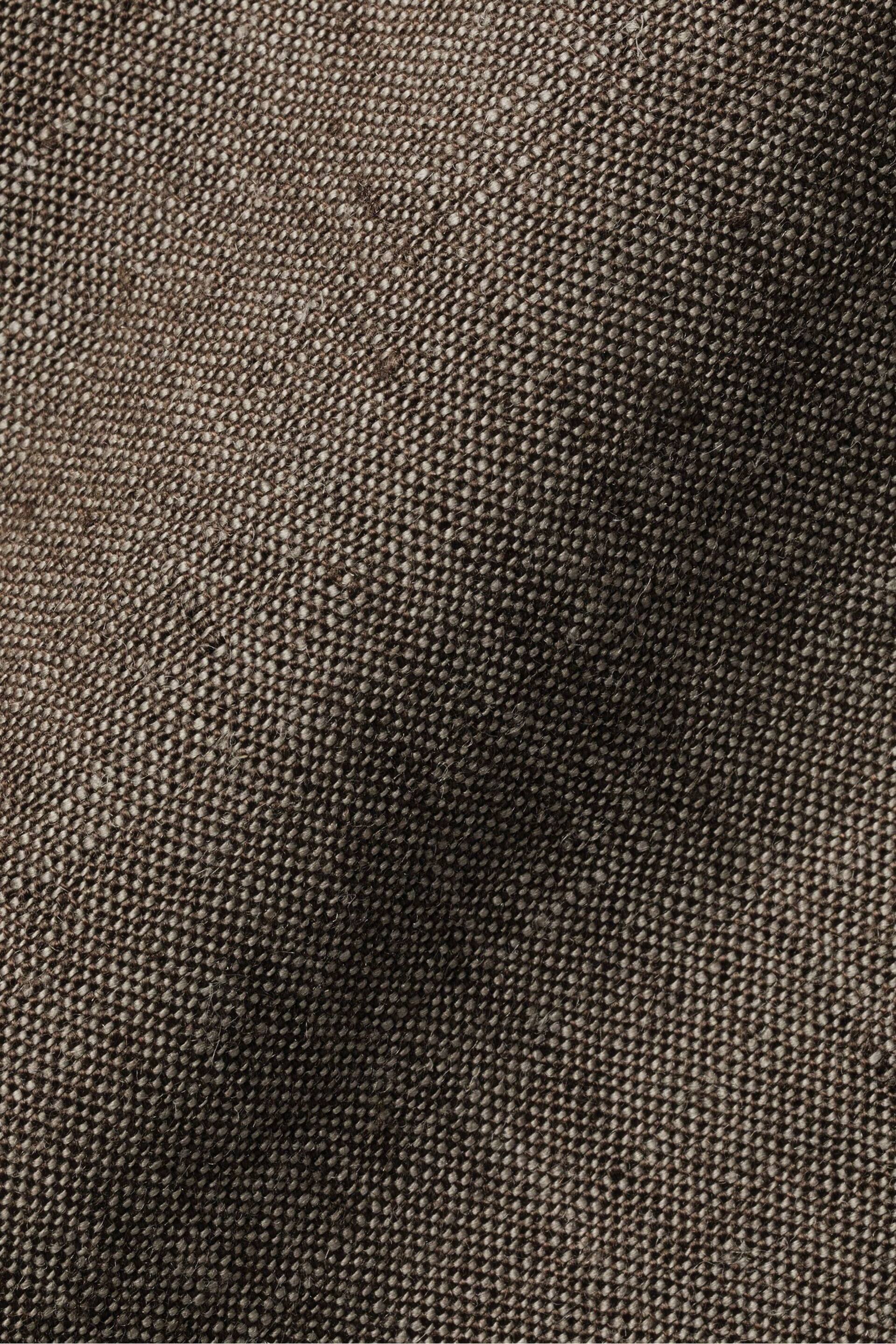 Charles Tyrwhitt Brown/Cream Slim Fit Plain Short Sleeve Pure Linen Full Sleeves Shirt - Image 6 of 6