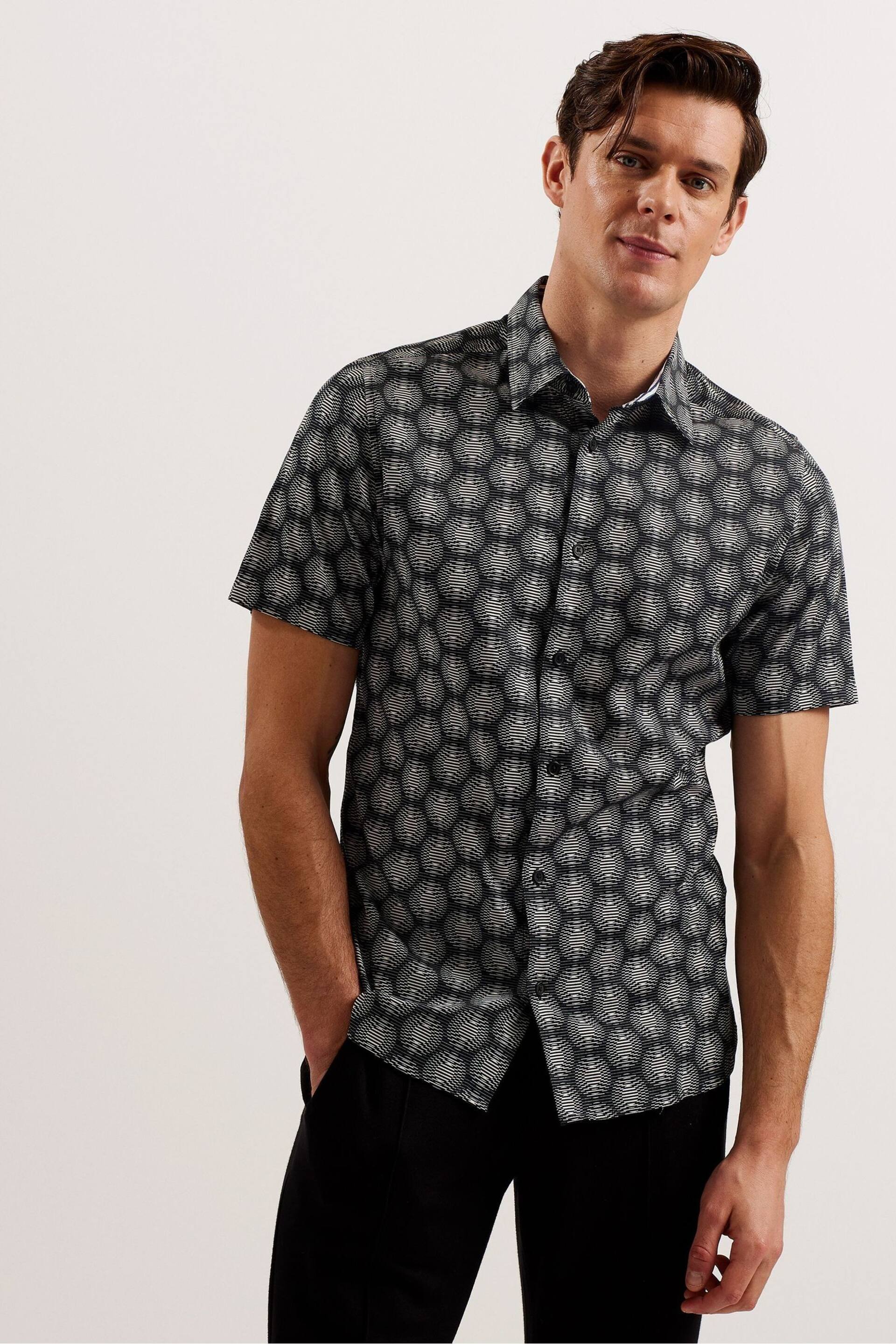 Ted Baker Black Pearsho Short Sleeve Circle Geo Shirt - Image 4 of 5