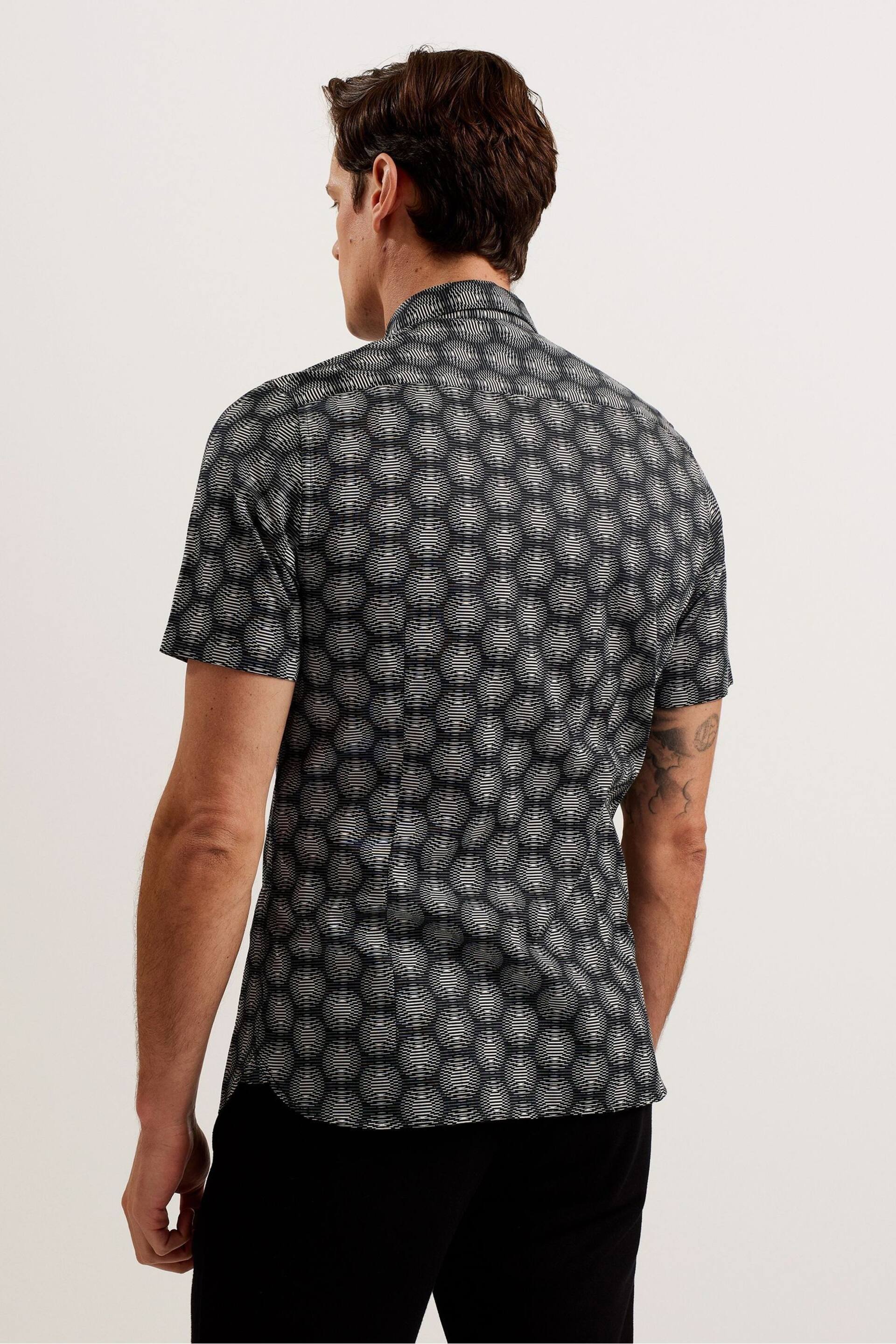 Ted Baker Black Pearsho Short Sleeve Circle Geo Shirt - Image 5 of 5