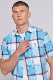 U.S. Polo Assn. Mens Blue Short Sleeve Check Shirt - Image 2 of 8
