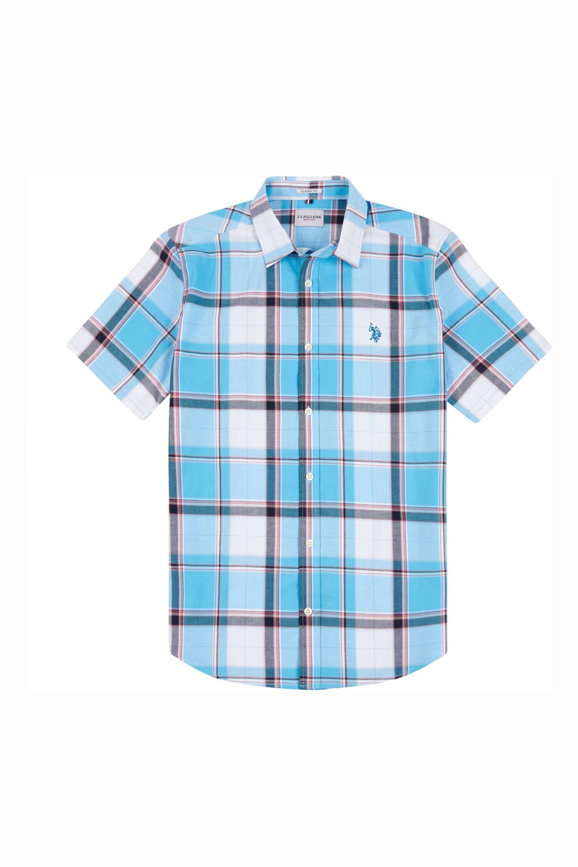 U.S. Polo Assn. Mens Blue Short Sleeve Check Shirt - Image 6 of 8