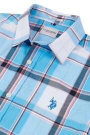 U.S. Polo Assn. Mens Blue Short Sleeve Check Shirt - Image 8 of 8