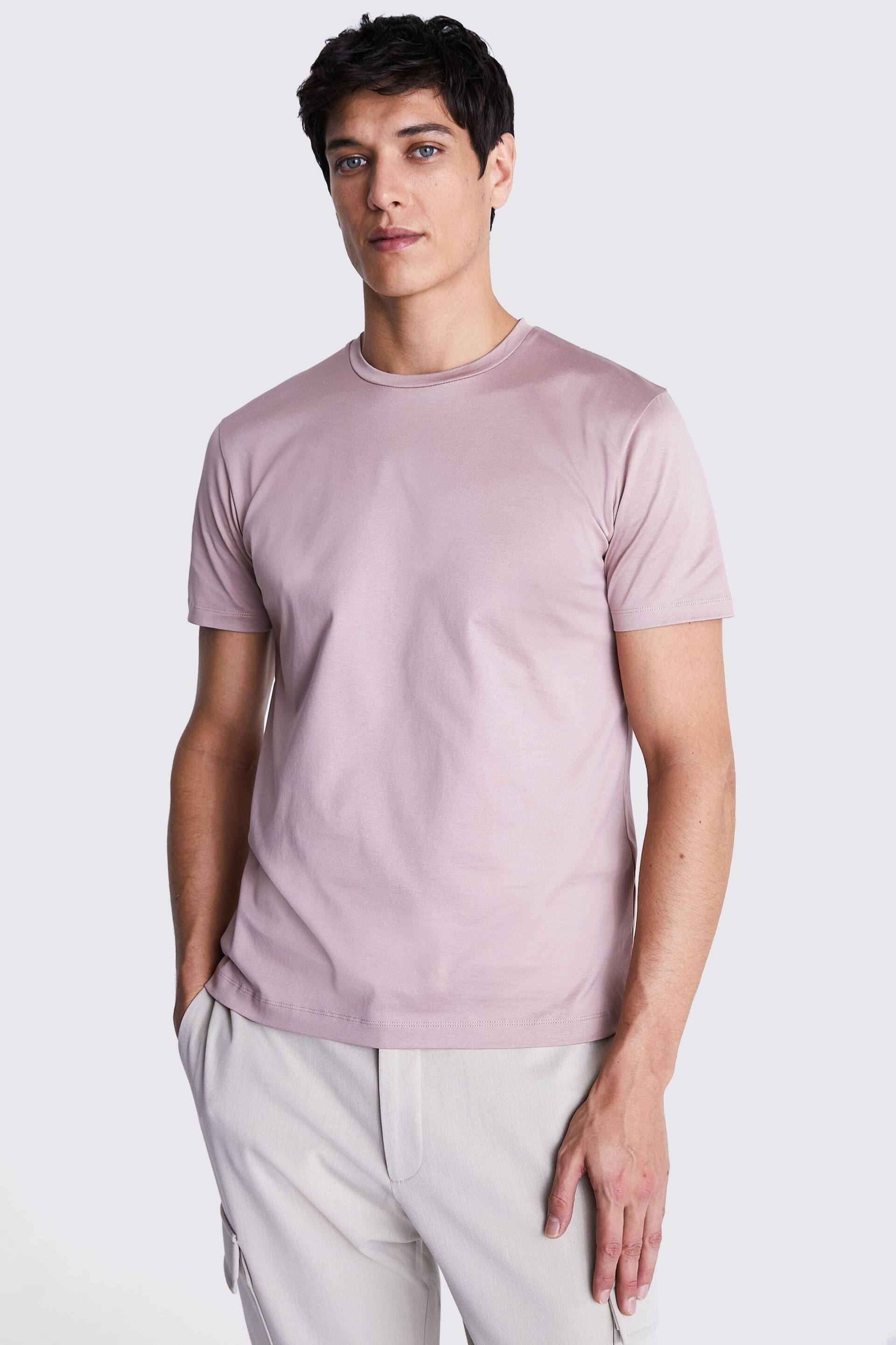 MOSS Pink Mercerised Crew Neck T-Shirt - Image 1 of 3