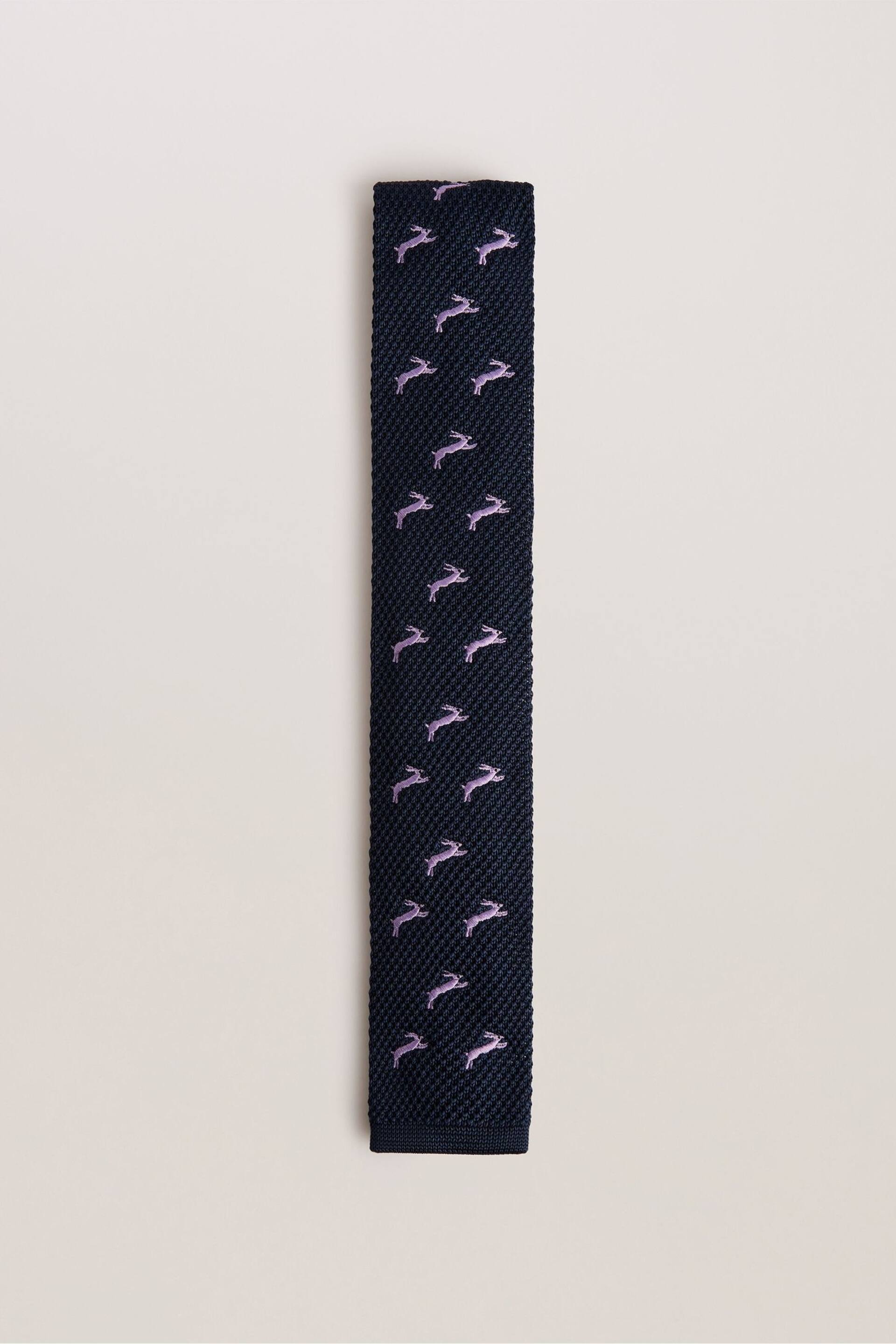 Ted Baker Blue Sanfred Embroidered Knit Tie - Image 1 of 4