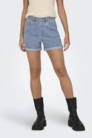 ONLY Blue High Waisted Denim Mom Shorts - Image 1 of 6