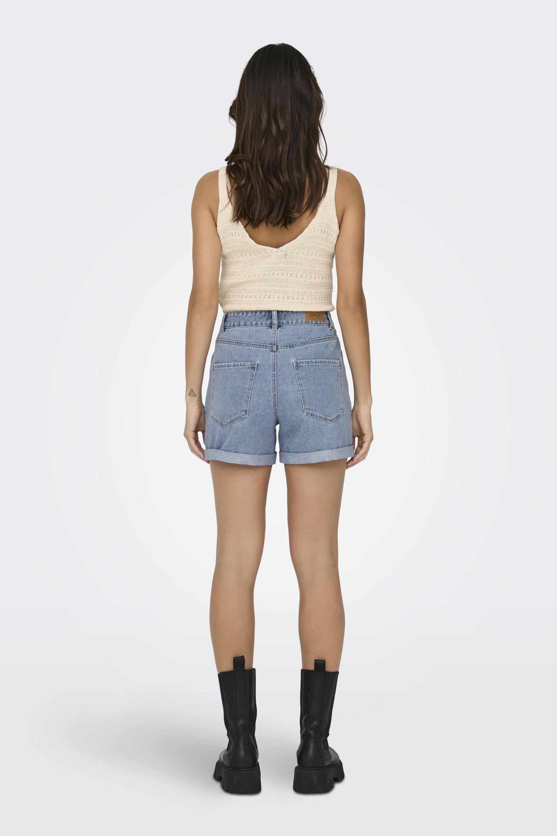 ONLY Blue High Waisted Denim Mom Shorts - Image 2 of 6