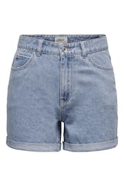 ONLY Blue High Waisted Denim Mom Shorts - Image 5 of 6