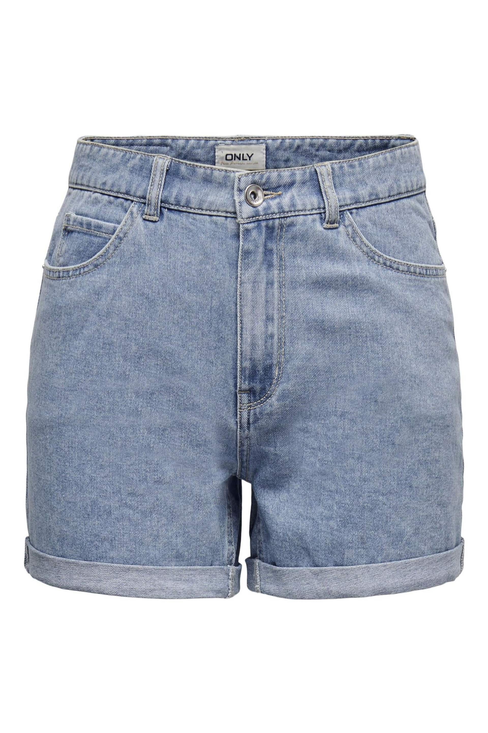 ONLY Blue High Waisted Denim Mom Shorts - Image 5 of 6