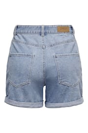 ONLY Blue High Waisted Denim Mom Shorts - Image 6 of 6