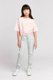U.S. Polo Assn. Girls Pink Elastic Hem Striped T-Shirt - Image 2 of 6
