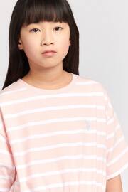 U.S. Polo Assn. Girls Pink Elastic Hem Striped T-Shirt - Image 4 of 6