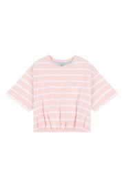 U.S. Polo Assn. Girls Pink Elastic Hem Striped T-Shirt - Image 5 of 6