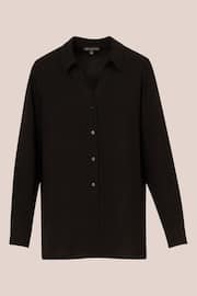 Adrianna Papell Solid Texture Airflow Woven Long Sleeve V-Collar Black Shirt - Image 6 of 6