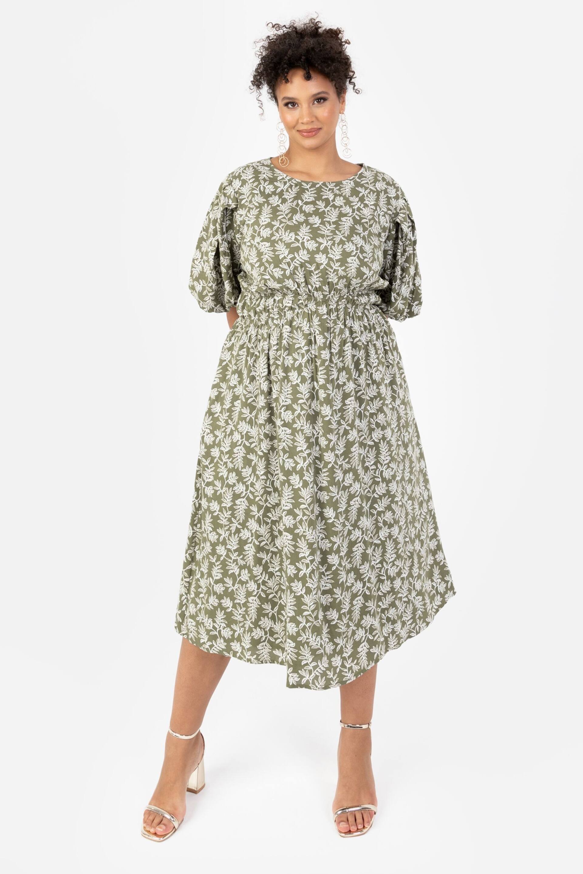 Cross Over Elasticated Detail Waist Textured Midi Dress - Image 1 of 4