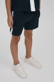 Reiss Navy/White Marl Teen Textured Cotton Drawstring Shorts - Image 3 of 4