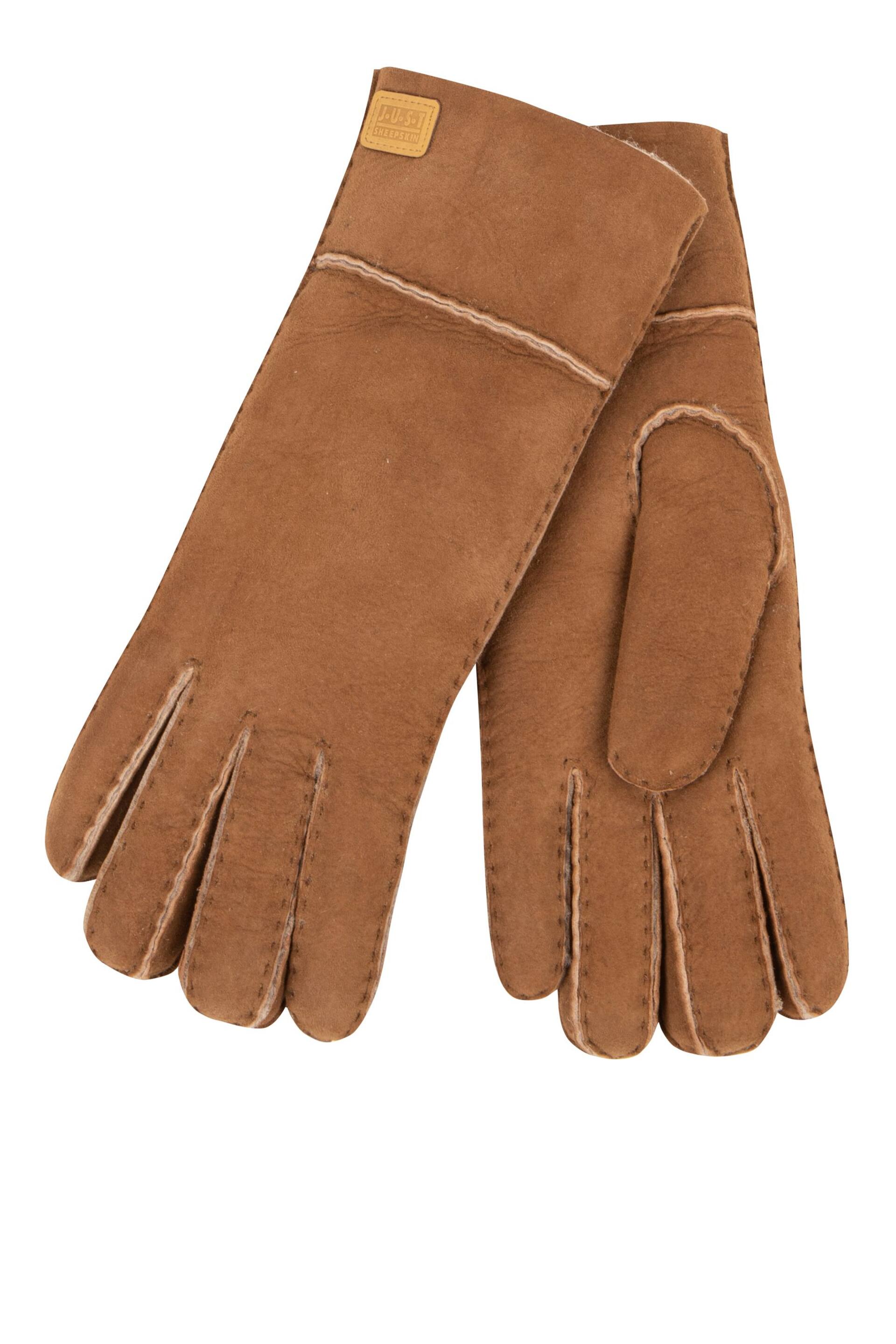 Just Sheepskin Brown Ladies Charlotte Gloves - Image 2 of 4