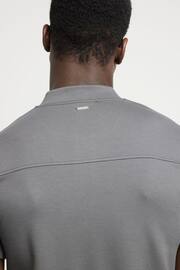 River Island Grey Grey Short Sleeve Slim Fit Square Neck Polo T-Shirt - Image 3 of 4