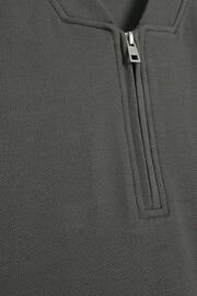 River Island Grey Grey Short Sleeve Slim Fit Square Neck Polo T-Shirt - Image 4 of 4