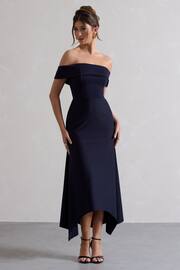 Club L London Navy Blue Windsor Bardot Maxi Dress - Image 1 of 3