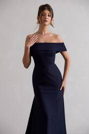 Club L London Navy Blue Windsor Bardot Maxi Dress - Image 2 of 3