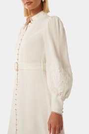 Forever New White Pure Linen Allegra Lace Detail Midi Dress - Image 2 of 4