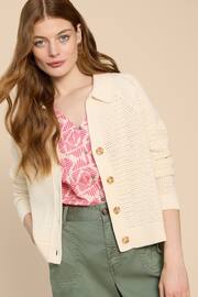 White Stuff Natural Chaterly Crochet Collar Cardigan - Image 1 of 7