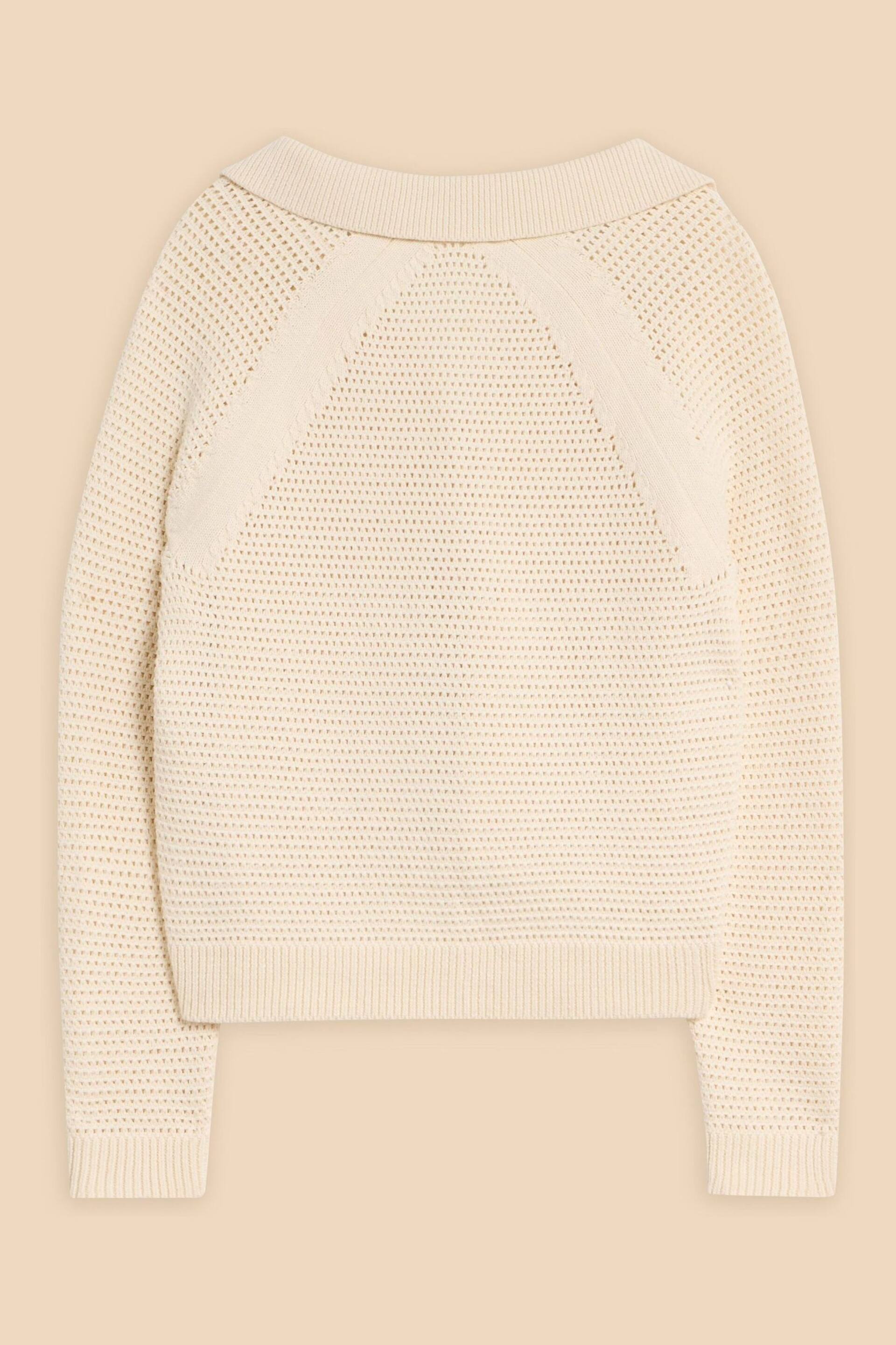 White Stuff Natural Chaterly Crochet Collar Cardigan - Image 6 of 7
