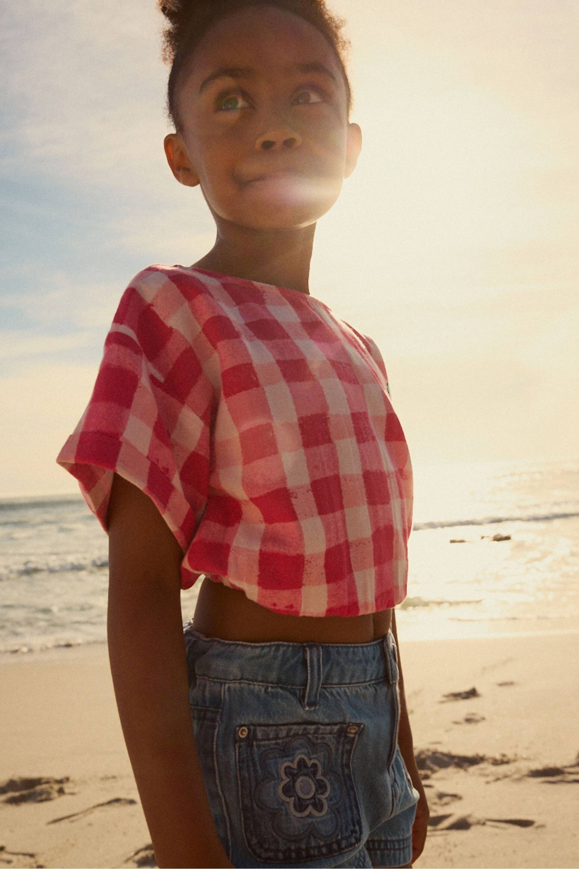 Monsoon Pink Check Crop Top - Image 1 of 3