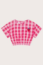 Monsoon Pink Check Crop Top - Image 3 of 3