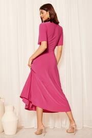 Friends Like These Pink Flutter Sleeve Round Neck Midi Dress - Image 4 of 4