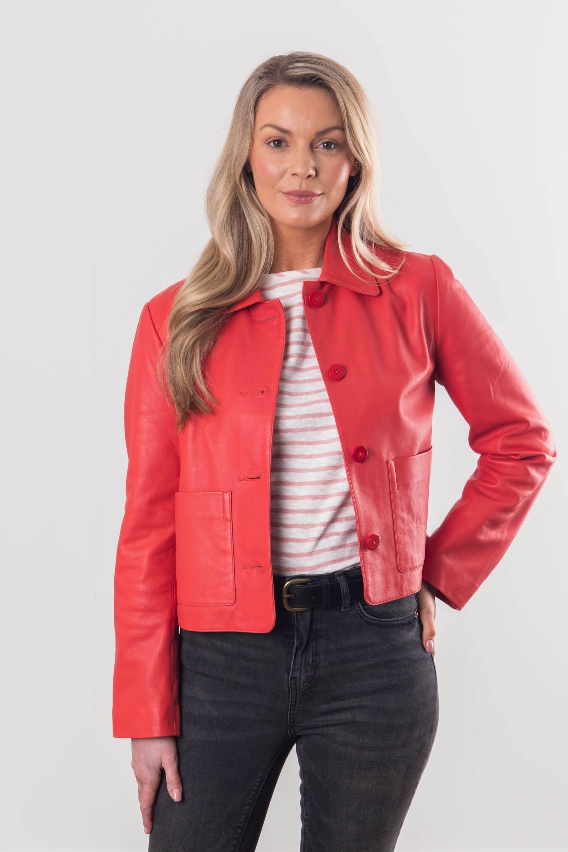 Lakeland Leather Pink Kendal Collared Leather Jacket - Image 1 of 4